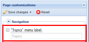 blox now - navigation - topics menu label - page customizations.png